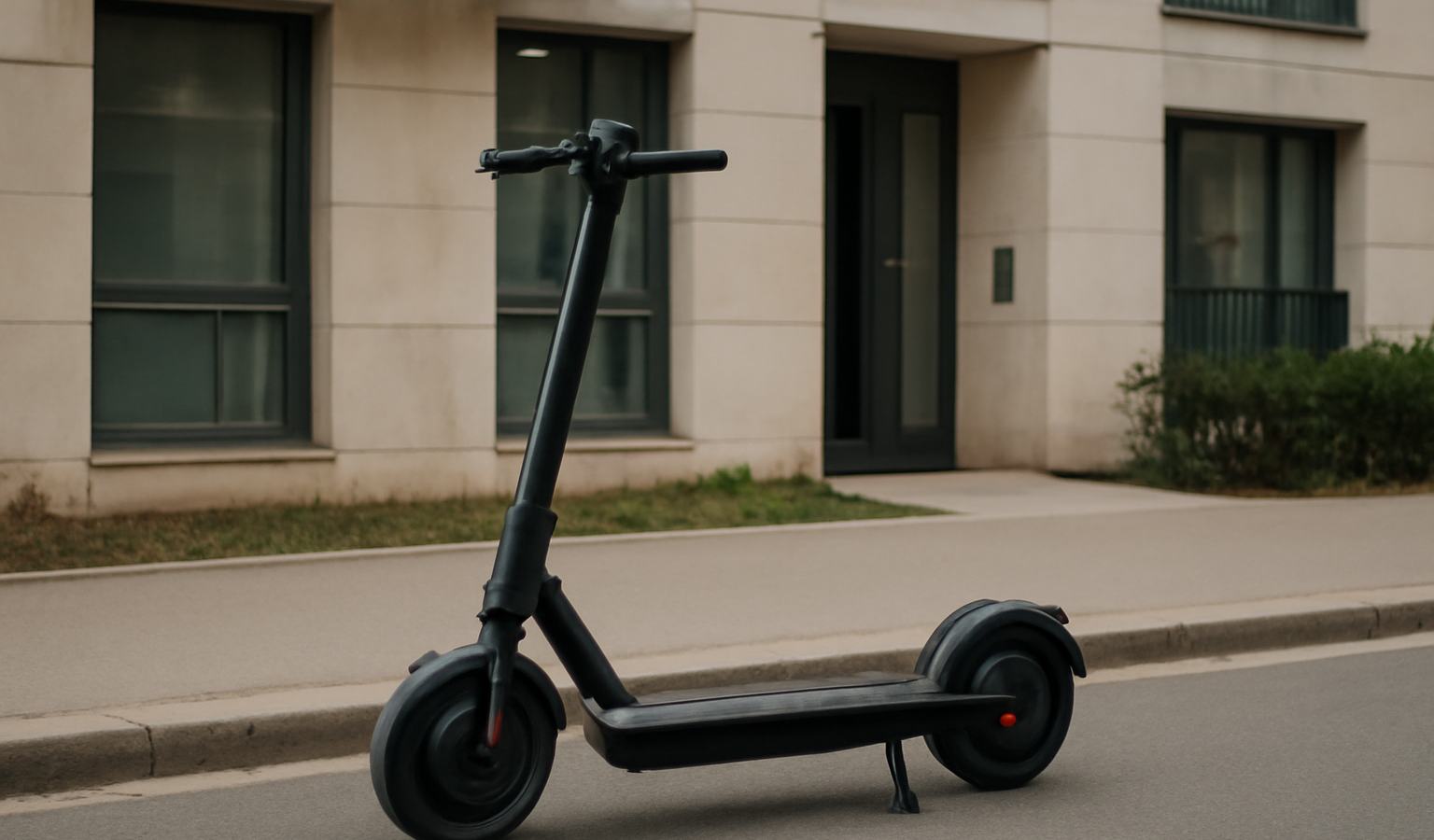 scooter electrique garé devant immeuble