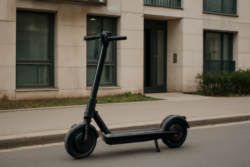 scooter electrique garé devant immeuble
