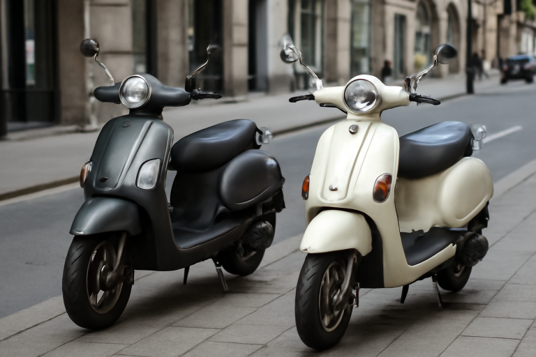 deux scooters garés en ville côte à côte