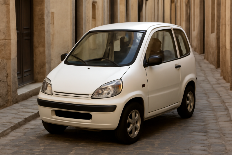 petite voiture sans permis dans rue etroite